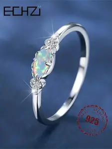 S925 Sterling Silver Fashion Artificial Gemstones Decorated Ring, Elegant Vintage Style Ring for Women, Trendy All-match & Exquisite Jewelry for Birthday Gift