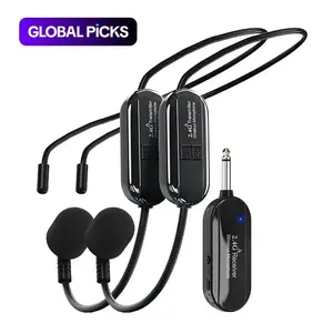 Wireless microphone system for 2 people, 160-foot range, original sound, 3D stage reverb effects, compatible with 6.35mm and 3.5mm jacks, Black for speakers, voice amplification, teachers, fitness instructors, Rechargeable Wireless Mic #GLOBAL PICKS