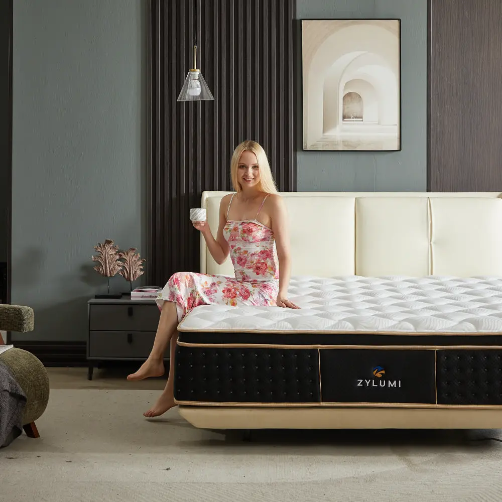 [ZYLUMI] 10/12/14 Inch Hybrid Mattress in a Box, Twin / Full / Queen / King Sizes, Cooling Gel Memory Foam & Zoned Pocket Springs, Medium Firm Support, Pressure Relief, CertiPUR-US & OEKO-TEX Certified