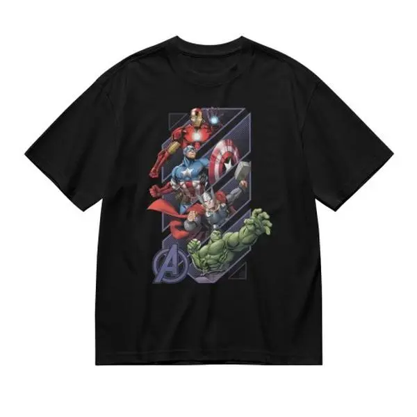 Marvel Avengers Core Four T Shirt Premium Cotton Crewneck Short Sleeve Featuring Iron Man Captain America Thor And Hulk Together On One Tee