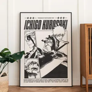 Ichigo Kurosaki Manga Graphic Poster, Ichigo Bleach Anime Posters (NO FRAME)