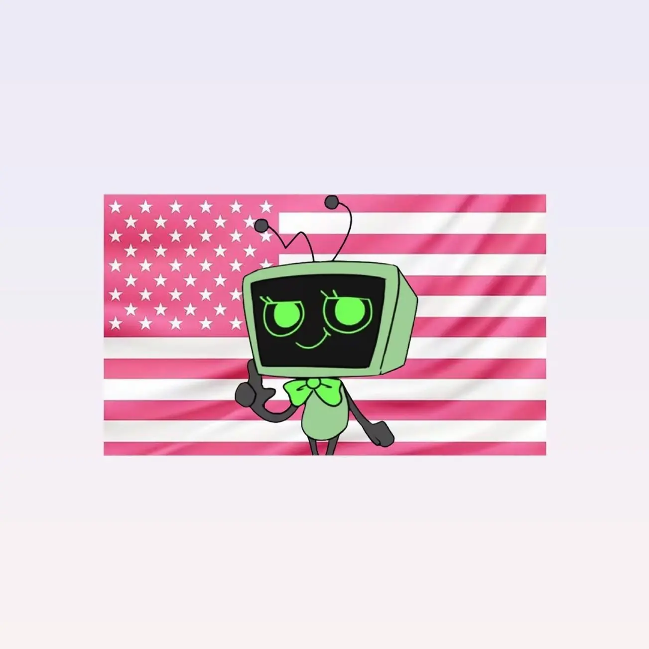 Vee Dandy’s World Pink American Flag Tapestry – Game Character Wall Art | Cartoon Fan Decor | Aesthetic Pink Flag | Gaming Room Gift