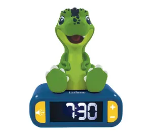 Lexibook 3D Dinosaur Digital Alarm Clock Night Light w/ Sounds