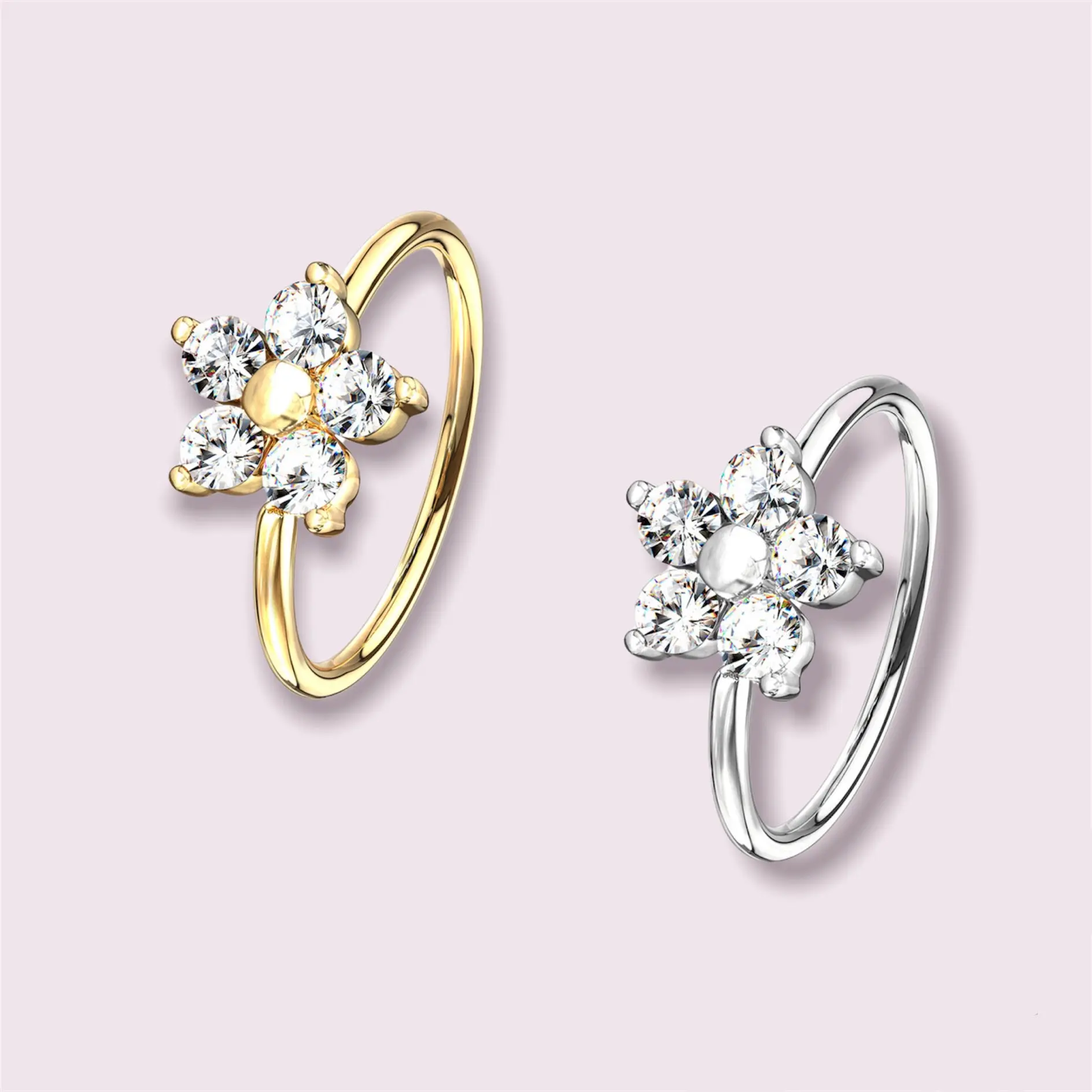 Flower Gem Nose Hoop