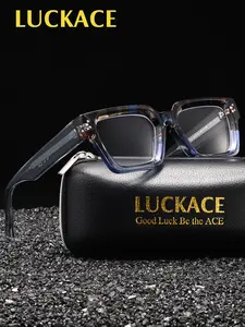 LUCKACE Square Thick Durable Frame Reading Glasses, Eyeglasses For Computer Use, Computer Lenses Square Frame Decoration Daily Wear Online Learning Work Commuting Enhance Visual Comfort Brand Packaging, Excellent Gifts