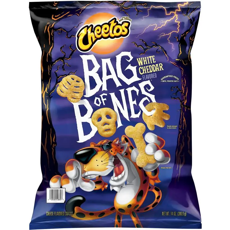 Crunchy Cheetos Bag of Bones White Cheddar-Flavored Crispy Puffed Cheese Chips, 14oz