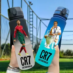 650ml Football Star Water Cup Ronaldo Portable Outdoor Large Capacity Sports Fitness Flip Cover Drinking Bottle Fans Gifts Hot