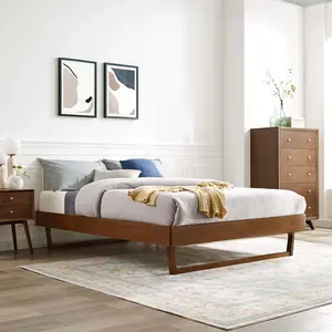 Modway Billie King Wood Platform Bed Frame in Walnut
