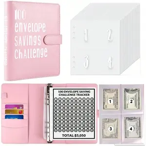 100 Envelopes Money Saving Challenge Binder with Cash Envelopes, Budget Binder Book for Saving $5,050, A5 Budget Planner, Money Organizer, Income Tracker, Savings Challenge Notebook for Budgeting, 52-Week Savings Plan for Women, Teens & Students