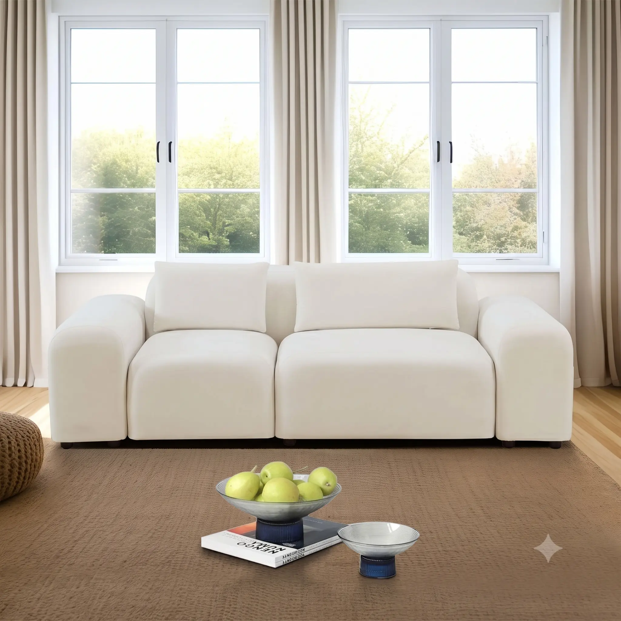 Microfiber 2-Piece Living Room Sofa Set - Indoor Home Living Space Furniture