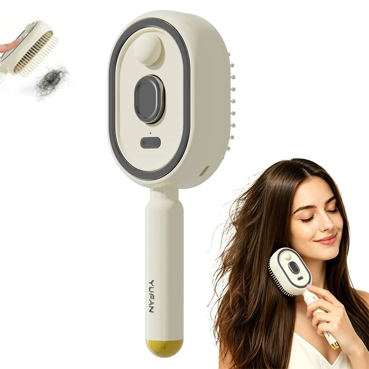 Electric Spray Air Cushion Massage Comb with Self-Cleaning, Anti-Tangle, Anti-Static, Volumizing Functions and Essential Oil Mist Aromatherapy Hair Care