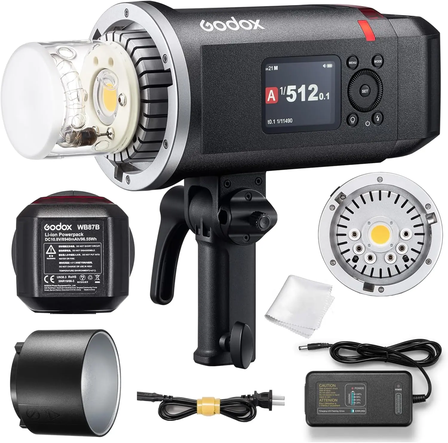 Godox AD600BM II Flash, 0.01-1.9s Fast Recycle, One-Tap Sync with X3 Trigger, GN87, 40W Modelling Light, 16 Color Group Indicators, Flash Duration 1/220-1/11760s, Power Range 1/1 to 1/512 Photography Lighting Kit Camera