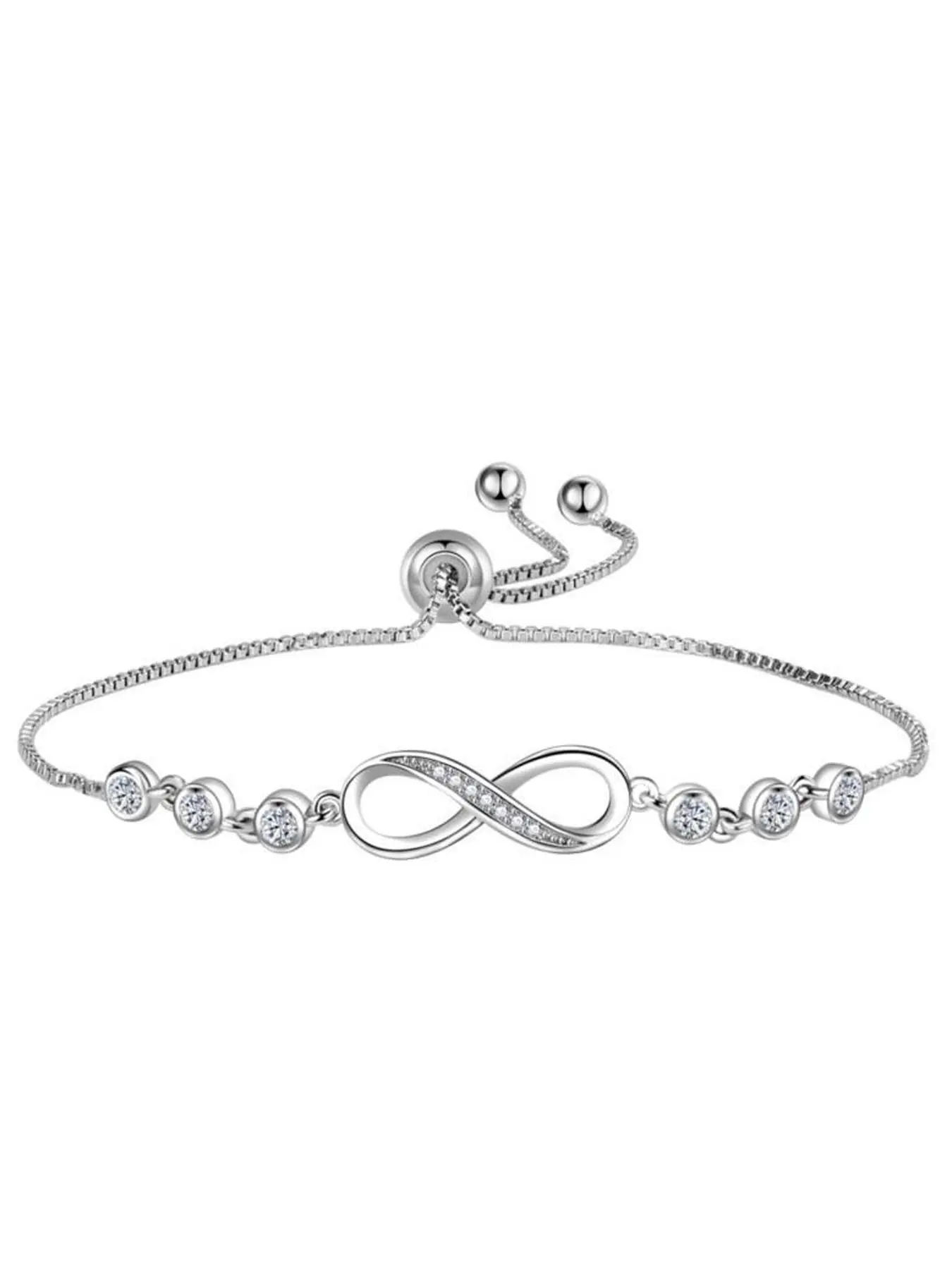 1 Piece Elegant Artificial Zircon Decor Infinity Symbol Decorated Adjustable Exquisite Bracelet with Charms, Fashion Jewelry for Women, Fashion Bracelets, Holiday Birthday Gifts, Beautiful Bracelets