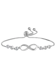 1 Piece Elegant Artificial Zircon Decor Infinity Symbol Decorated Adjustable Bracelet with Charms, Fashion Jewelry for Women, Holiday Birthday Gifts