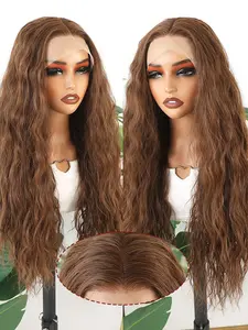 Mix Brown Loose Curly, 13x4 Lace Front Wigs Glueless Frontal Wig Heat Resistant Fiber Lace Front Design, Natural Hairline, Perfect for Daily Use & Special Occasions