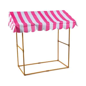 42 1/4" x 54" Pink & White Striped Tabletop Hut with Frame - 2 Pc.