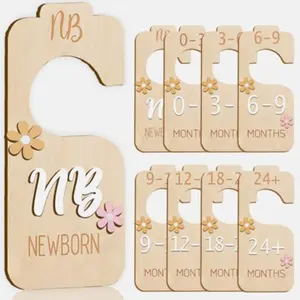 Wooden Baby Closet Dividers, 8 Counts/set Wooden Baby Clothes Separator, Home Organizer for Wardrobe Hangers