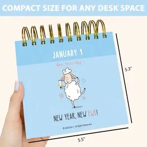 [Gift] Daily Flip Calendar – Perpetual Reusable Calendar with Inspirational Quotes, Office Decor & Gift Idea, 100GSM Thick Pages, Metal Spiral Binding