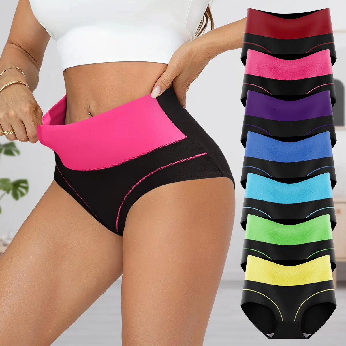 Hotcom Women's High-Waist Panties, Soft Stretchy Full Coverage Briefs with Tummy Support - Ideal for Postpartum & Everyday Activewear