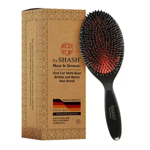 Since 1869 Hand Made In Germany - Nylon and 100% First Cut Boar Bristle Brush Suitable For Normal to Thick Hair - Gently Detangles, No Pulling or Split Ends - Softens Improves Texture, (Large)