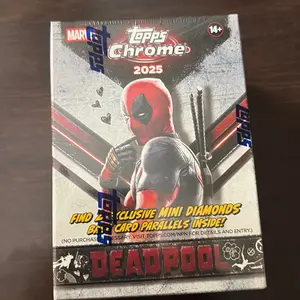 2025 Topps Chrome Deadpool Blaster Box, Authentic Collectible Cards, Sealed Trading Card Box in NM Condition
