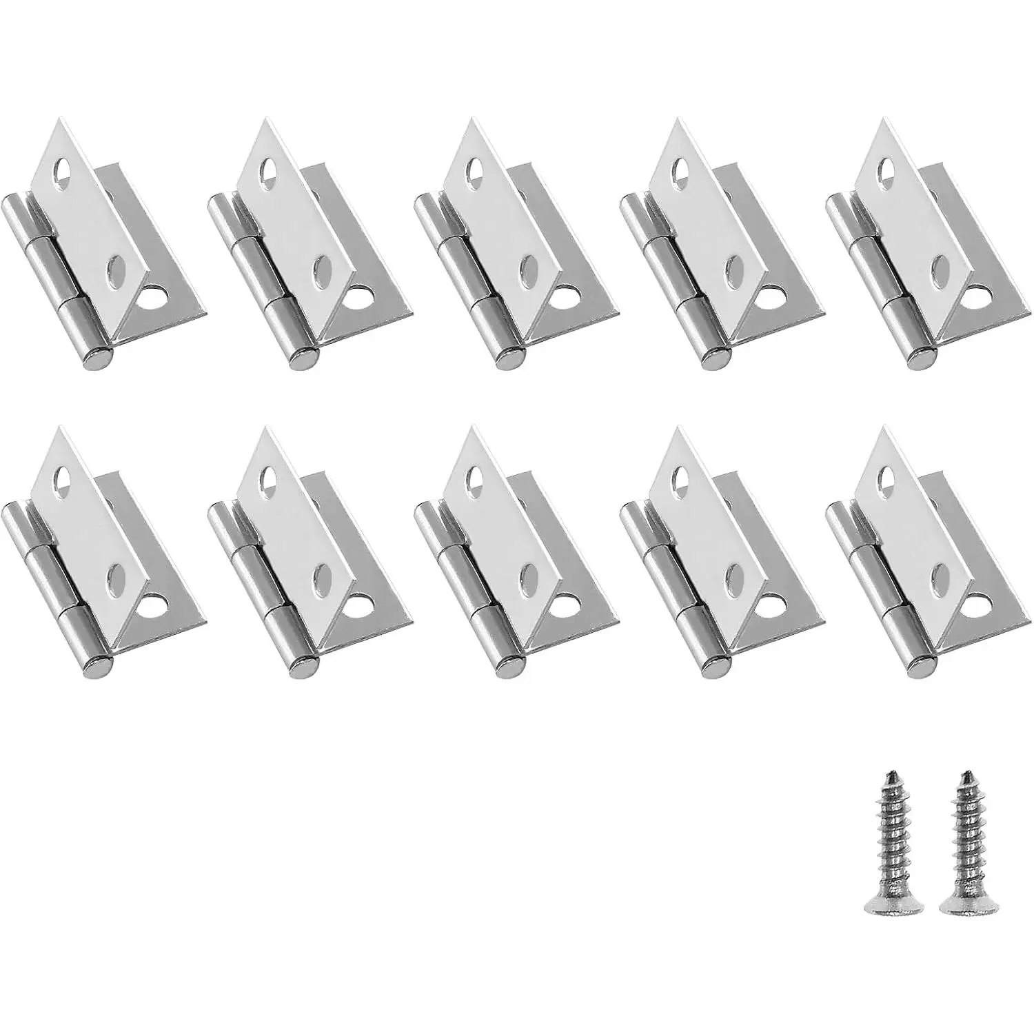 10 Pack 1 Inch  Hinge, Stainless Steel Folding  Hinges, Cabinet Mini Hinges Small Box Hinges Door Hinge Rectangle