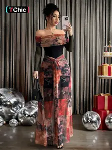 Women's Elegant Floral Print Dress, Long Sleeve A-Line Maxi Dress, Casual Summer Fashion, Available in Multiple Colors