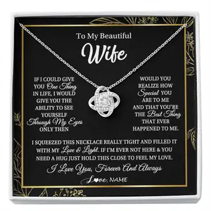 Personalized To My Beautiful Wife Necklace From Husband Feel My Love For Her Wife Birthday Anniversary Wedding Valentines Day Christmas Customized Message Card