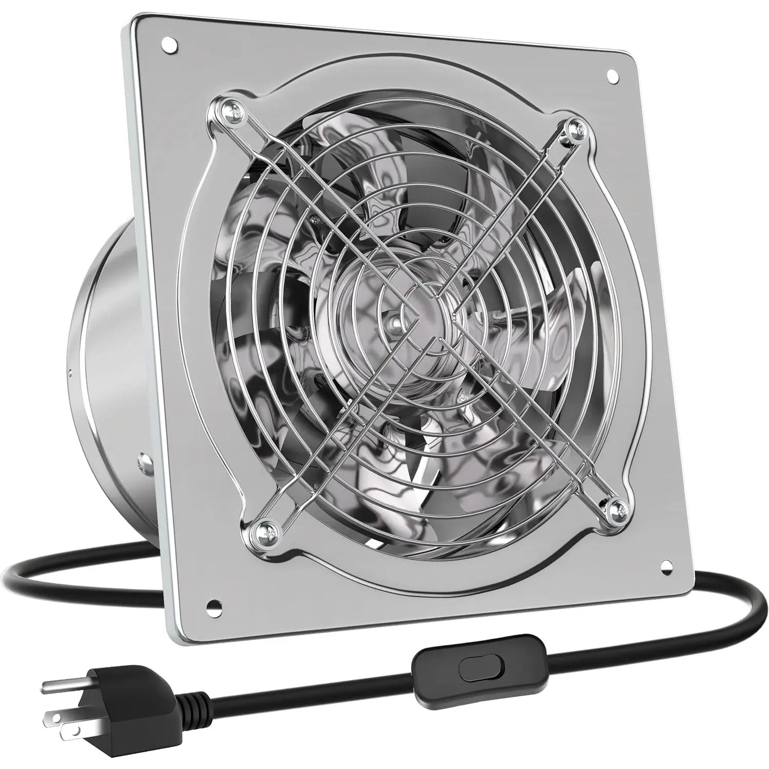 8 Inch Kitchen Exhaust Fan, 576CFM Metal Attic Exhaust Fan, Wall Mounted Garage Ventilation Fan, Basement Extractor Fans with Backdraft Damper for Home Office Commercial Use,
