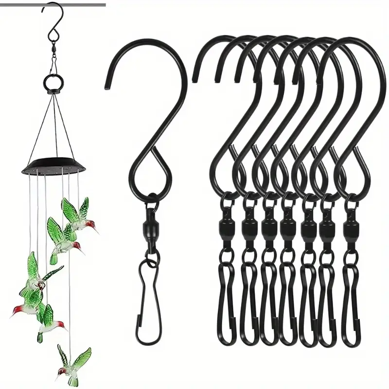 4pcs Stainless Steel Swivel Hooks Clips - Wall-Mounted Rotating S Hooks for Hanging Wind Spinners, Wind Chimes, Crystal Twisters - Easy Installation, Durable & Rust-Resistant for Kitchen, Bedroom, Party Tools, Outdoor Wind Spinners, Home Decor Accessories