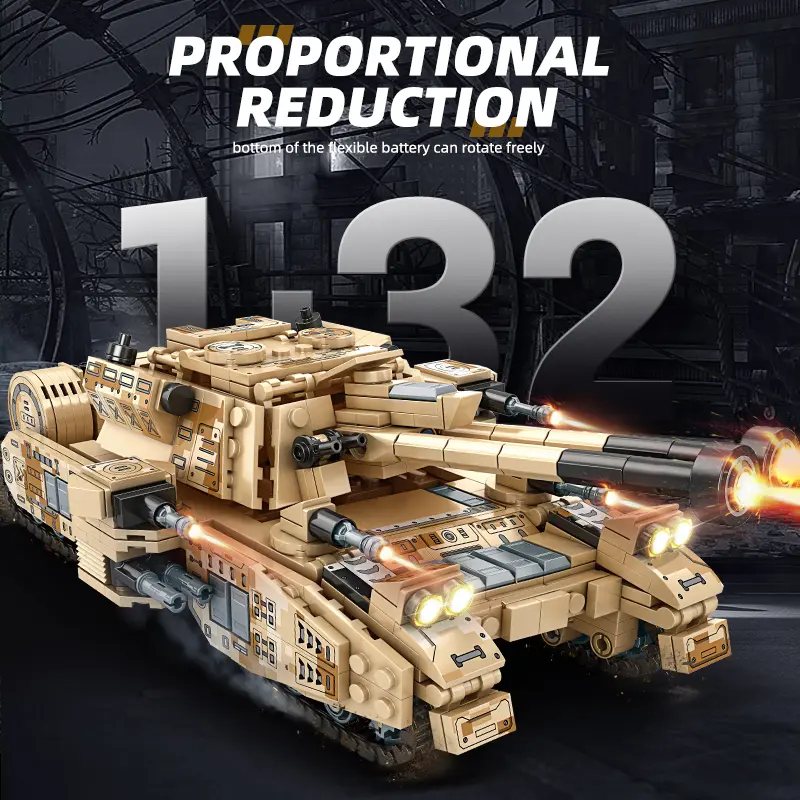 766pcs Desert Tank Armored Vehicle Building Blocks Toy, Building Block Assembly, Chain Track, Educational Model, Creative Desk Decor, Halloween Christmas Gift, Building Block Sets