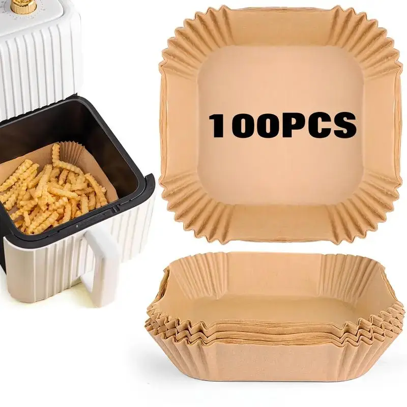 Disposable Air Fryer Liner, 100pcs Non-stick Oil-proof Waterproof Air Fryer Parchment Paper, Multi-purpose Parchment Paper Sheet for Baking, Kitchen F
