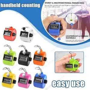 4-Digit Manual Mechanical Counter, Handheld One-Click Tally Counter, Counting Display, Versatile Use, Ideal for Coaching, Golf, Sports, School Events & Warehouse Inventory