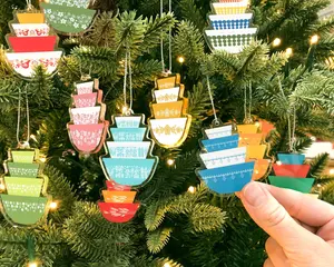 Mini Double-Sided Pyrex-Inspired Ornament – Retro Christmas Decor
