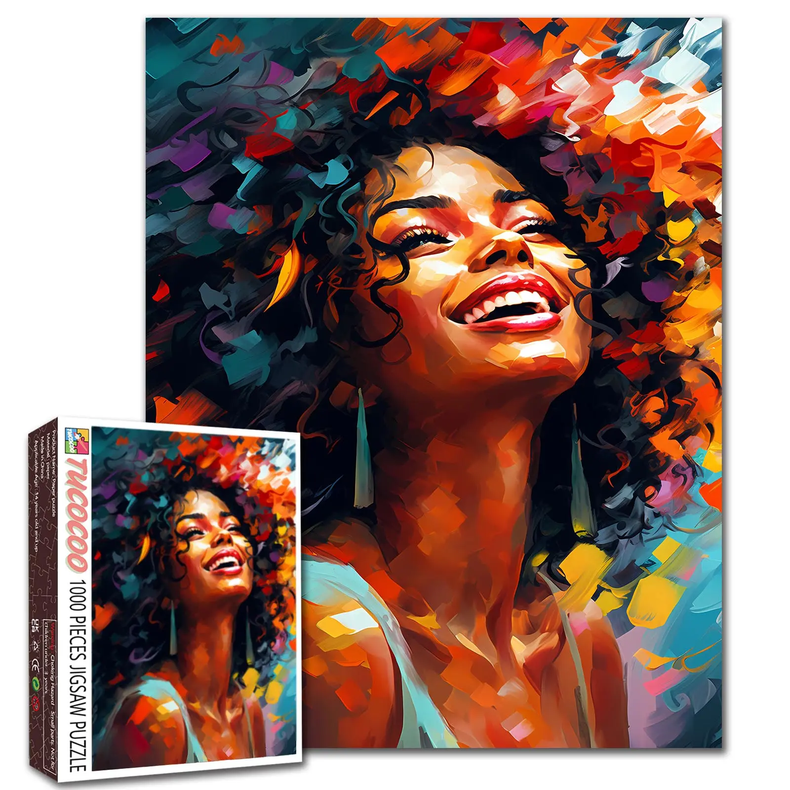 Tucocoo Joyful Soul Portrait 1000-Piece Eco-Minded Jigsaw Puzzle, Colorful Modern Art for Adults, Family Puzzle Time, Stress Relief Brain Training Gift, Wall Decor (Frame It as Decor, 27.5x20in/70x50cm)
