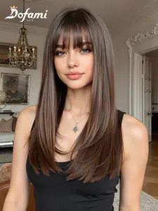 20 Inch Dye Synthetic Hair Wig High Aesthetic Daily Party Cosplay Suitable for All Face Shapes Versatile Beautiful Attractive Wig Synthetic Wigs