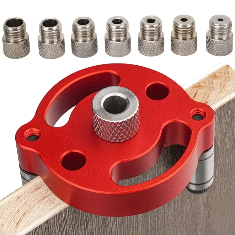 Aluminum Alloy Woodworking Center Hole Locator Complete Set, Precision Drill Guide, Durable Lightweight Tool, Suitable for DIY and Professional Use