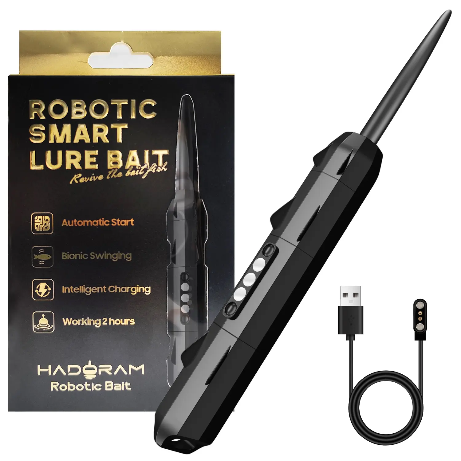 HADORAM Robotic Swimbait, Lifelike Wobbler Artificial Fishing Lure with Auto-Swimming, USB Rechargeable for Bass, Trout, Pike in Freshwater & Saltwater, Artificial Fishing Lures, Outdoor Fishing Supplies