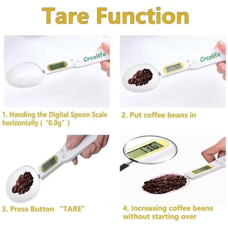 High Precision ABS Electronic Kitchen Scale Rechargeable Food Measuring Spoon with LCD Display for Accurate Weighing