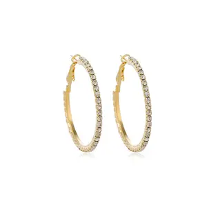 ling Gold Full Zircon Hoop Earrings - Comfortable Spring Clasp Daily Versatile Light Luxury Sparkly Earrings Cubic Zirconia earring stack accessories for women
