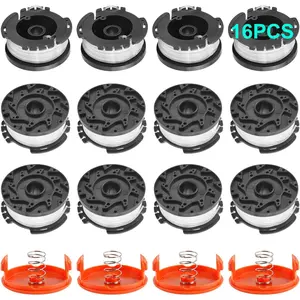 16 Pack Weed Eater String Compatible with , AF-100 0.065" Weed Wacker String Refill 240ft Automatic Feed String Trimmer Replacement Spool Line for Black&Decker(12 Spool+4 Cap+4 Spring)