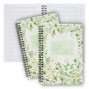 Paper Junkie Accounting Ledger Book for Bookkeeping - My Account  Expense Notebook for Small Business,  Spending Record, Check Register (100 Pages) - Light Green Leaf - Pack of 2