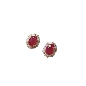 Ruby Earrings Sterling Silver 925 Stud Earrings for for Women Natural 4x5mm