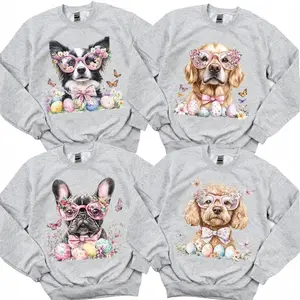 Custom Easter Dog Coquette Sweatshirt, Watercolor Easter Dog Bunny ears, Dog Mom Coquette Sweatshirt, Happy Easter Day, Easter Bunny Dog