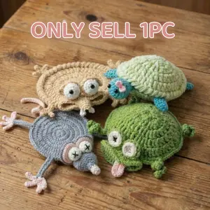 Handmade Crochet Creative Cup Mat, Cartoon Animal Design, Cute and Funny, Coffee Cup Insulator Pad, Unique Kitchen Accessory