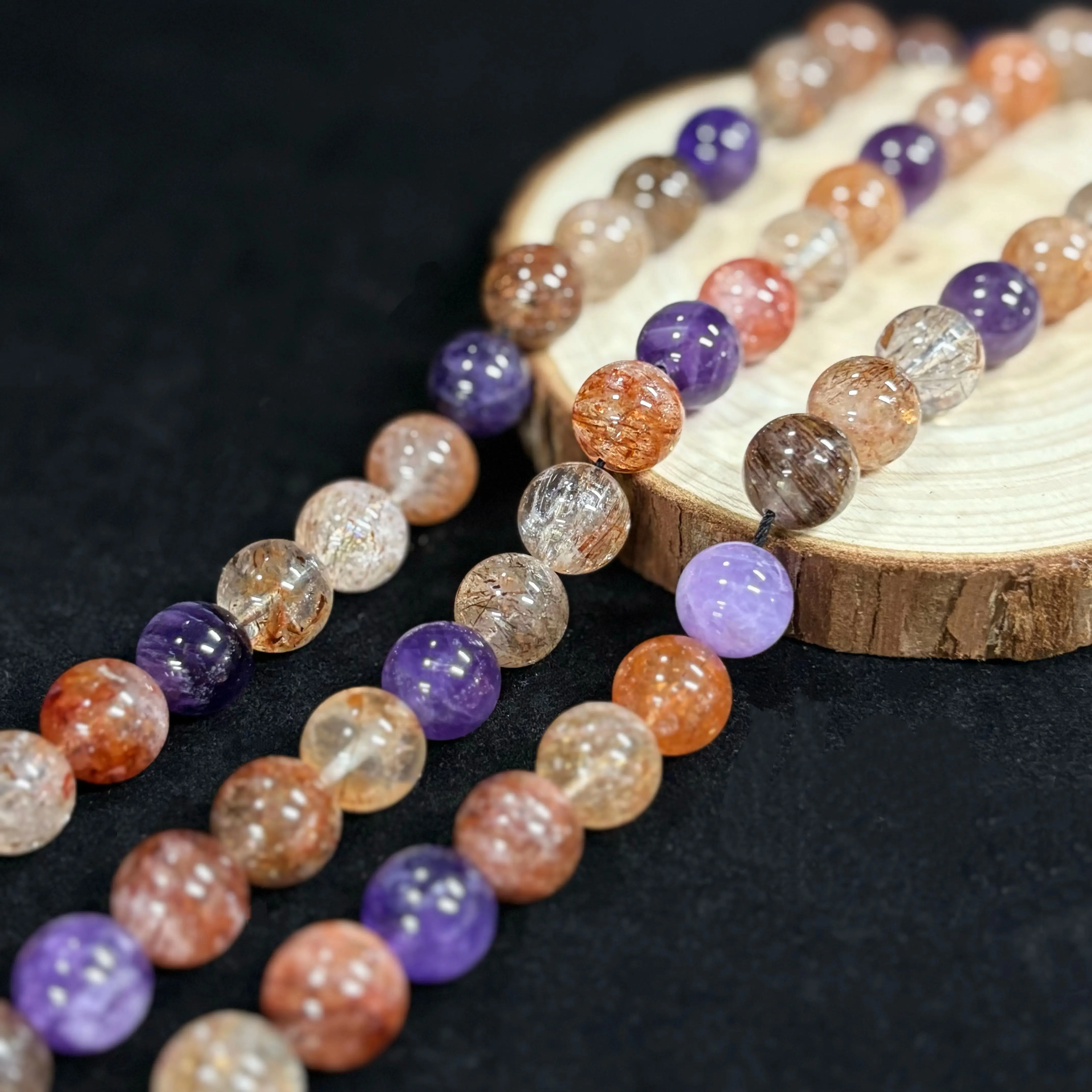 Super Seven Crystal Beads Strand One count– Premium Natural Crystal for DIY Jewelry