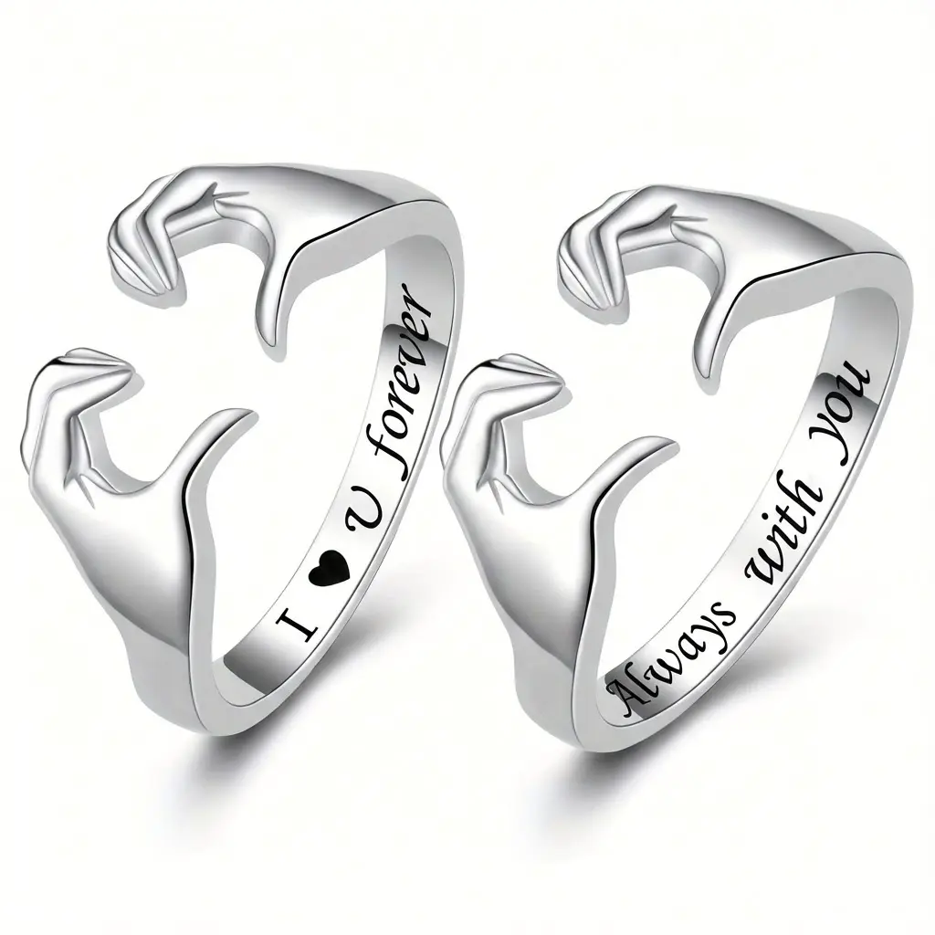 Hug Rings Adjustable Love Ring I Love You Forever Always with You Jewelry Rings Couples Bands Hugging Ring for Men, for Teenager