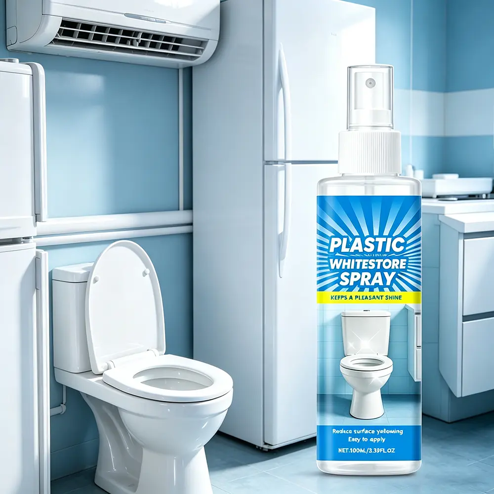 Plastic Restorer Spray – Restores Yellowed AC, Fridge & Toilet Plastics to Like-New White, Anti-Static Dust Repellent, Safe on All Plastics, No Residue