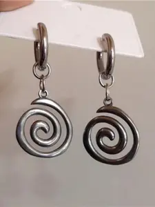Vintage Geometric Spiral Design Dangle Earrings, Y2K Fashion Stainless Steel Jewelry for Women for Party, Daily Decor, Trendy All-match & Exquisite Jewelry for Birthday Gift