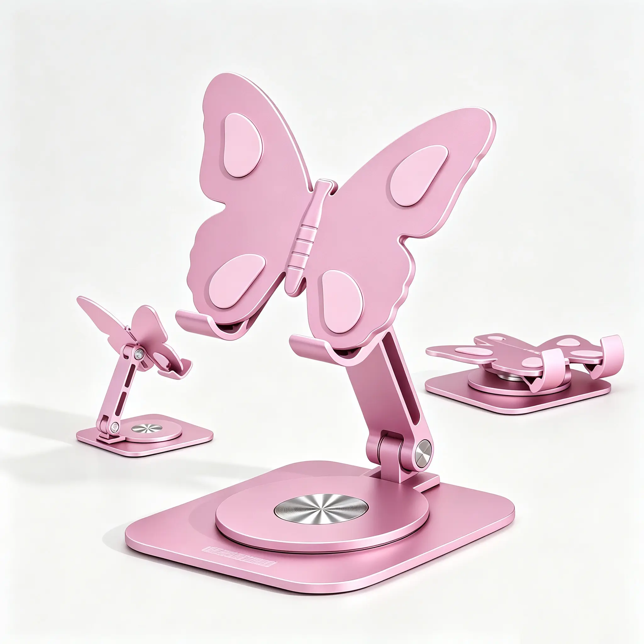 Foldable Adjustable Butterfly Cellphone Bracket,Full Aluminum Alloy 360 Rotating Base Multi Angle Stand,Compact Lightweight Portable Dock,Ideal Holder for Student Gaming Movie Watching Dorm Use.graduation gift